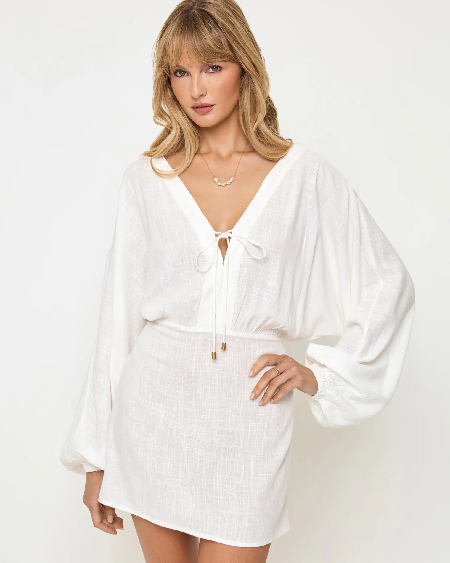 Deia Mini Dress - Cream - Image 3